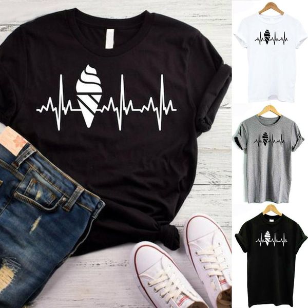 women's t-shirt pattern tshirts summer women casual o-neck heartbeat print short sleeve blusas mujer manga corta harajuku aesthetics, White
women's t-shirt pattern tshirts summer women casual o-neck heartbeat print short sleeve blusas mujer manga corta harajuku aesthetics, White