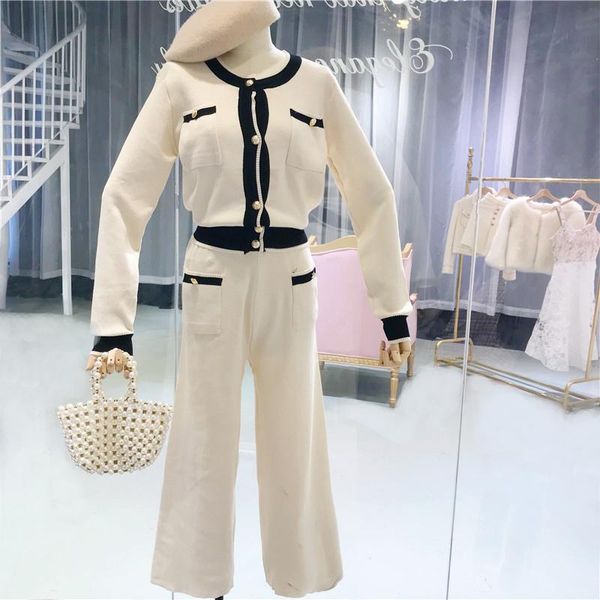 women's two piece pants amolapha women autumn cardigans suits knit long sleeve single breasted sweaters trousers sets for elegant woman, White
women's two piece pants amolapha women autumn cardigans suits knit long sleeve single breasted sweaters trousers sets for elegant woman, White