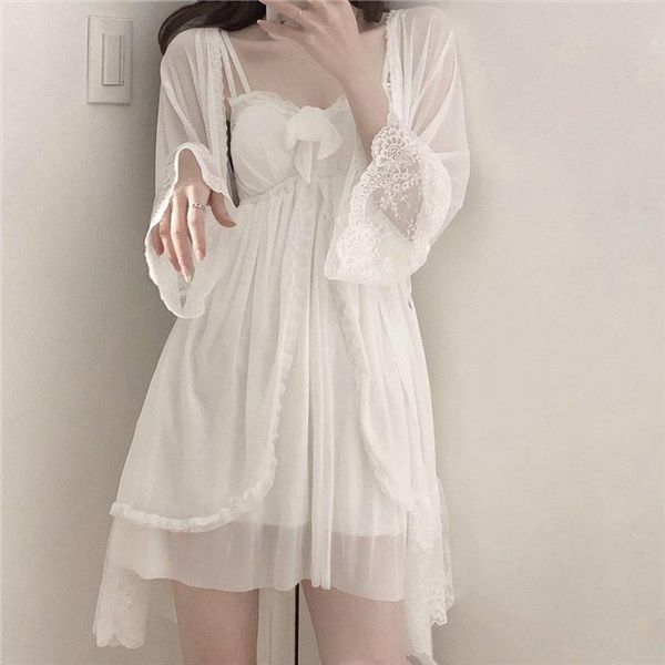 korean white robe women sleepwear fairy dress 2 piece set nightie summer princess nightwear lace nightgown peignoirs, Black;red
korean white robe women sleepwear fairy dress 2 piece set nightie summer princess nightwear lace nightgown peignoirs, Black;red