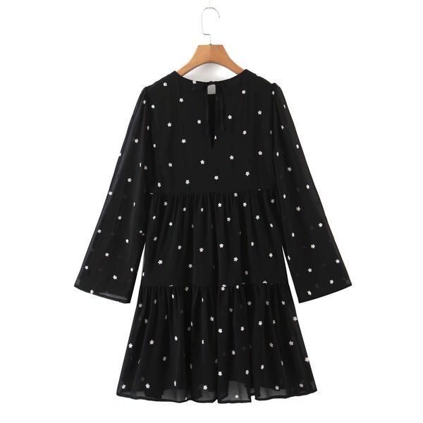 casual dresses new lace up women's short skirt retro fashion round neck loose pullover high waist french embroidery polka dot dress, Black;gray
casual dresses new lace up women's short skirt retro fashion round neck loose pullover high waist french embroidery polka dot dress, Black;gray