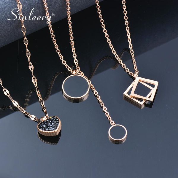 pendant necklaces sinleery stainless steel choker rose gold color chain black square circle heart fashion jewelry xl110 ssk, Silver
pendant necklaces sinleery stainless steel choker rose gold color chain black square circle heart fashion jewelry xl110 ssk, Silver