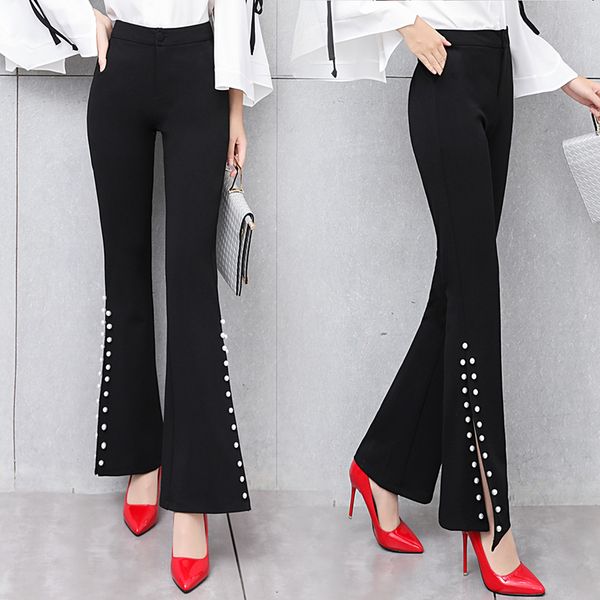 fashion micro-horn nine women's summer wide-leg new beaded hem open fork pants black 6vn6, Black;white
fashion micro-horn nine women's summer wide-leg new beaded hem open fork pants black 6vn6, Black;white