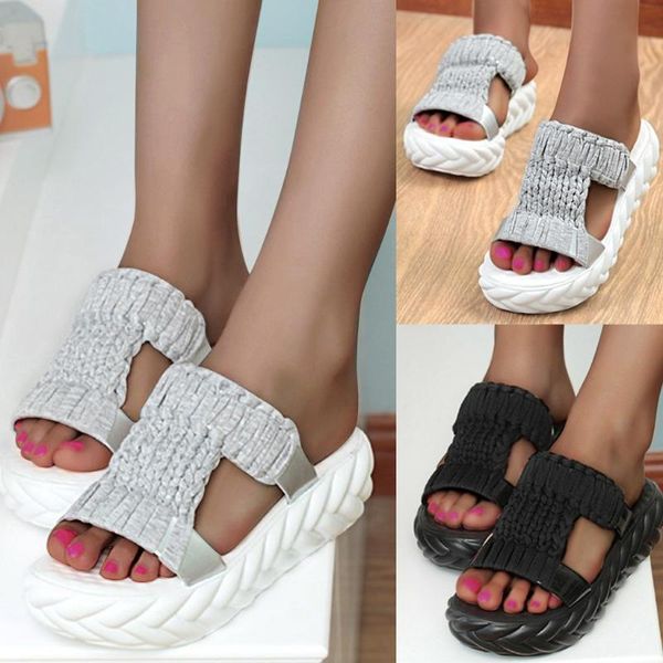 slippers shoes woman knitting wedge word slides summer flip flops solid casual slip-on sandals beach zapatos de mujer 3.23, Black
slippers shoes woman knitting wedge word slides summer flip flops solid casual slip-on sandals beach zapatos de mujer 3.23, Black