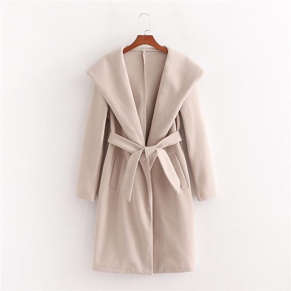 women's wool & blends thick beige long hood coat loose sleeve 2021 winter elegant, Black
women's wool & blends thick beige long hood coat loose sleeve 2021 winter elegant, Black