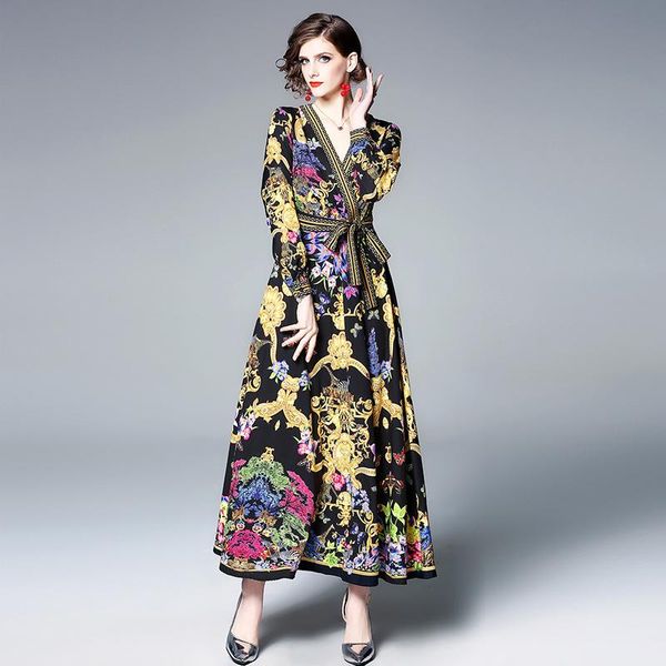 casual dresses 2021 summer v-neck maxi dress women's long sleeve retro luxurious flower printed high waist belt bow beach party, Black;gray
casual dresses 2021 summer v-neck maxi dress women's long sleeve retro luxurious flower printed high waist belt bow beach party, Black;gray