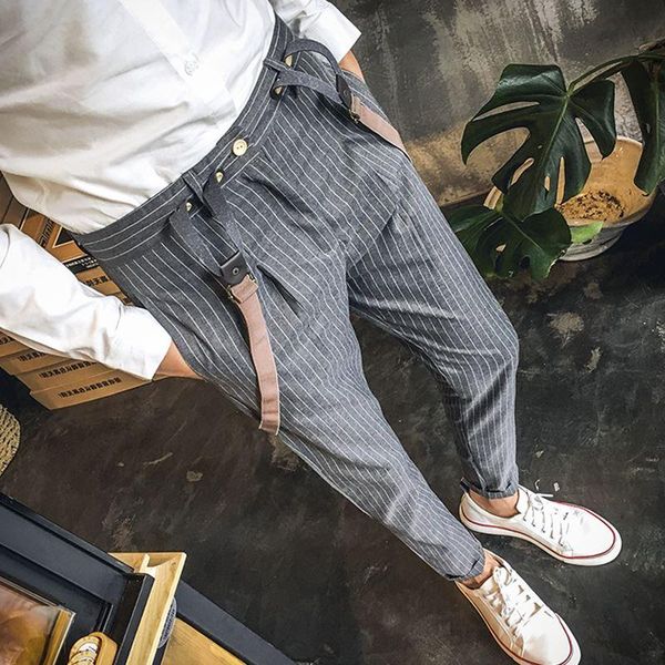 men's pants mens british style striped bib suspender trousers chic casual pencil men male pant, Black
men's pants mens british style striped bib suspender trousers chic casual pencil men male pant, Black