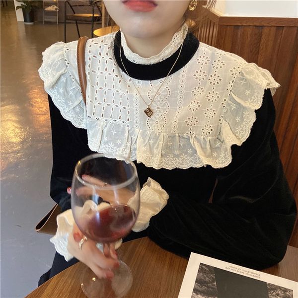 new 2021 version of japanese retro simple spring fashion popular lace half high collar long sleeve f qaf1, White
new 2021 version of japanese retro simple spring fashion popular lace half high collar long sleeve f qaf1, White