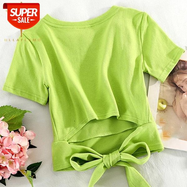 Green Bow Bandage Slim Women T Shirt Summer O Neck Solid Color Casual Basic Crop Top Streetwear High Waist Blue Female Tshirt #1O4b, White
Green Bow Bandage Slim Women T Shirt Summer O Neck Solid Color Casual Basic Crop Top Streetwear High Waist Blue Female Tshirt #1O4b, White