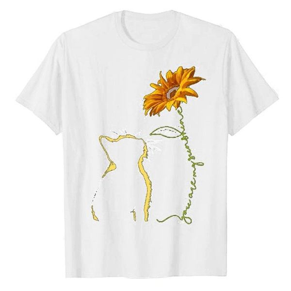 women's t-shirt cat you are my sunshine for men women summer fashion cats sunflower tee shirt short sleeve gifts, White
women's t-shirt cat you are my sunshine for men women summer fashion cats sunflower tee shirt short sleeve gifts, White
