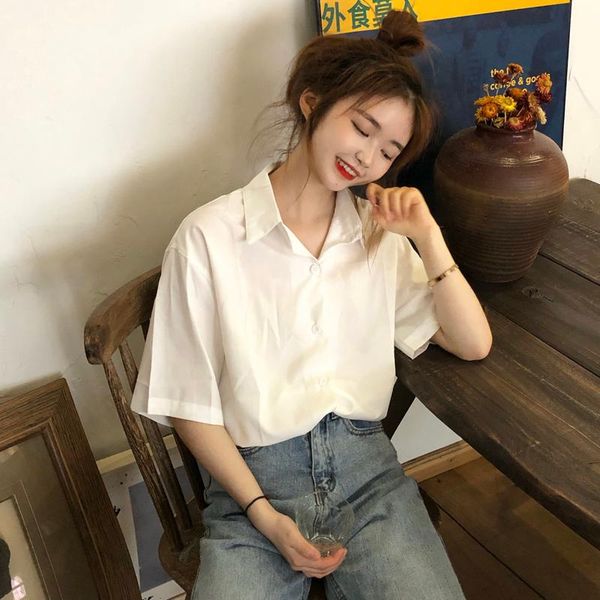 women's blouses & shirts women short sleeve t shirt summer chic retro sweet collar student soft -neck girl temperament ts827-2, White
women's blouses & shirts women short sleeve t shirt summer chic retro sweet collar student soft -neck girl temperament ts827-2, White