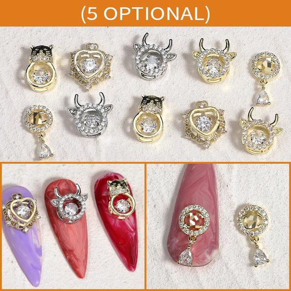 nail art decorations 1 selling zodiac bull head zircon gold plated micro inlaid rhinestone lucky cat metal diy ornament accessories, Silver;gold 
nail art decorations 1 selling zodiac bull head zircon gold plated micro inlaid rhinestone lucky cat metal diy ornament accessories, Silver;gold