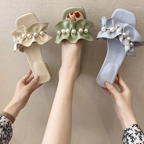 women summer folds slippers block heels female ruffles sandals ladies string bead square toe shoe women's 2021 fashion slide1, Black
women summer folds slippers block heels female ruffles sandals ladies string bead square toe shoe women's 2021 fashion slide1, Black