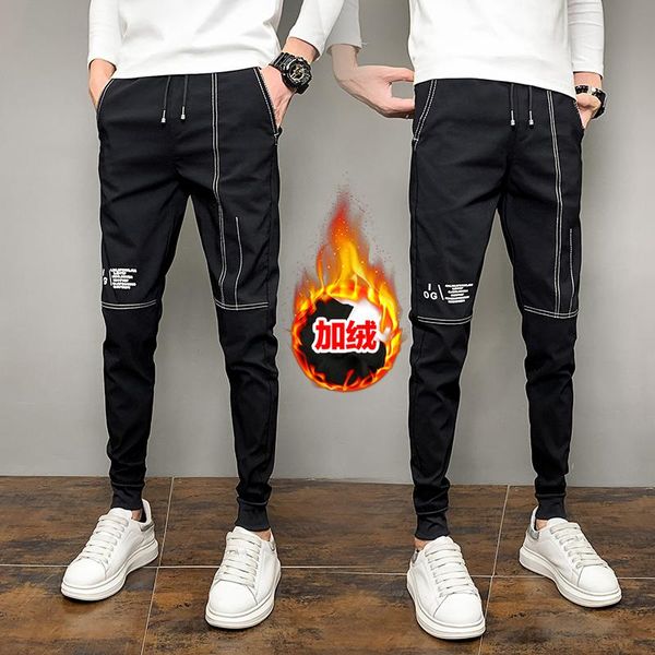 men's pants autumn winter thick warm stretched harem men clothing simple slim fit casual joggers trousers hip hop streetwear all match, Black
men's pants autumn winter thick warm stretched harem men clothing simple slim fit casual joggers trousers hip hop streetwear all match, Black
