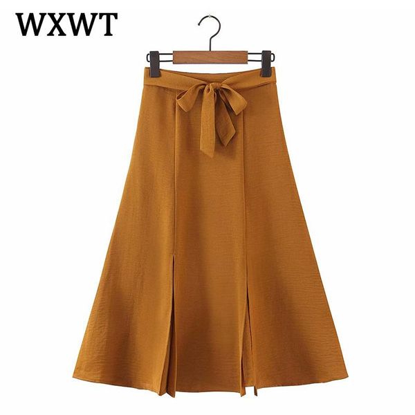 wxwt fashion women brown split sashes skirt 2021 spring autumn office ladies elegant chic mid-calf skirts hy9091-1, Black
wxwt fashion women brown split sashes skirt 2021 spring autumn office ladies elegant chic mid-calf skirts hy9091-1, Black