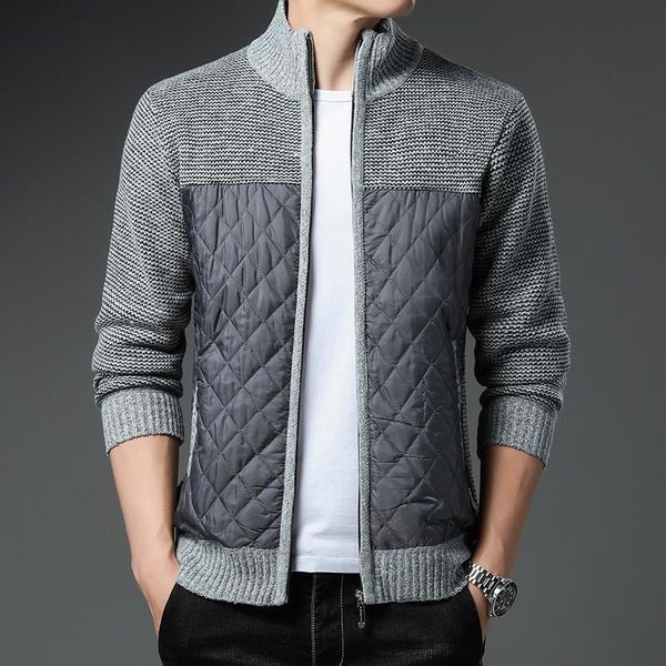 men's sweaters knitted cardigan stand-up collar coat autumn and winter casual trend sweater fleece warm splicing wear clothes, White;black
men's sweaters knitted cardigan stand-up collar coat autumn and winter casual trend sweater fleece warm splicing wear clothes, White;black