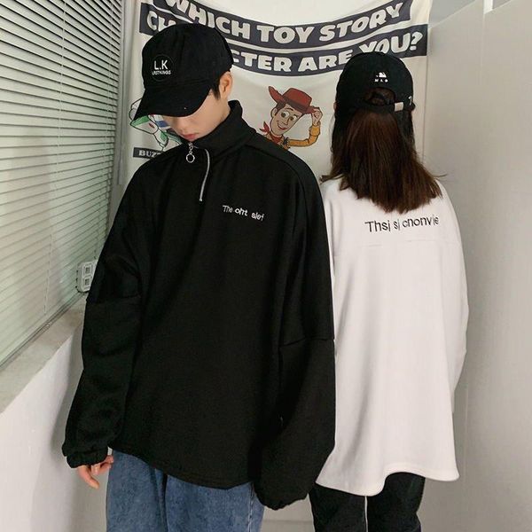 men's hoodies & sweatshirts high collar half zipper sweatshirt men women plus velvet korean trend hong kong style loose punk oversize, Black
men's hoodies & sweatshirts high collar half zipper sweatshirt men women plus velvet korean trend hong kong style loose punk oversize, Black