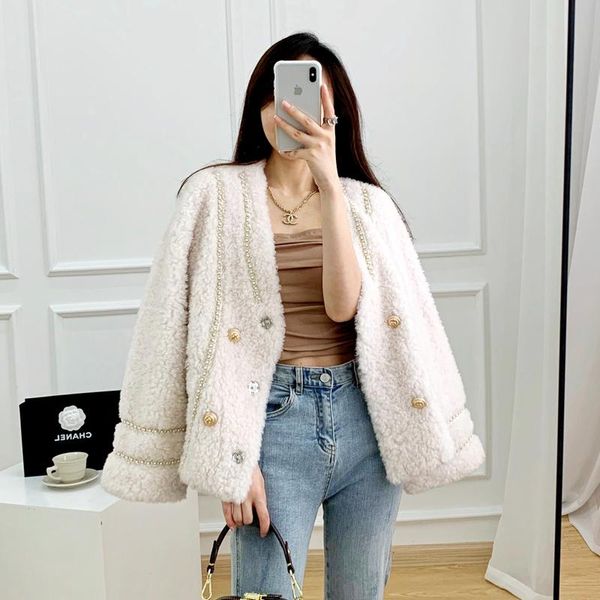 women's fur & faux women 2021 winter natural lamb jackets female v-neck sheep shearling coats ladies short solid color warm outwear a33, Black
women's fur & faux women 2021 winter natural lamb jackets female v-neck sheep shearling coats ladies short solid color warm outwear a33, Black