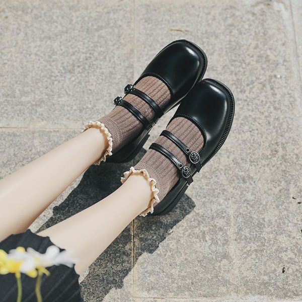 2021 new arrival mary janes low (1cm-3cm) square heel split leather square toe casual buckle strap rubber shoes, Black
2021 new arrival mary janes low (1cm-3cm) square heel split leather square toe casual buckle strap rubber shoes, Black