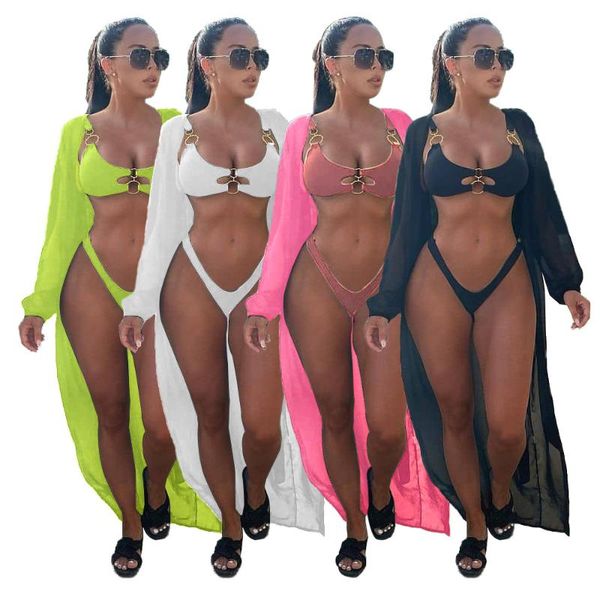 women's tracksuits zaggin 2021 autumn women solid 4-colors sets lady bikini short pants with long chiffon coats swimsuit 3-piece, Gray
women's tracksuits zaggin 2021 autumn women solid 4-colors sets lady bikini short pants with long chiffon coats swimsuit 3-piece, Gray