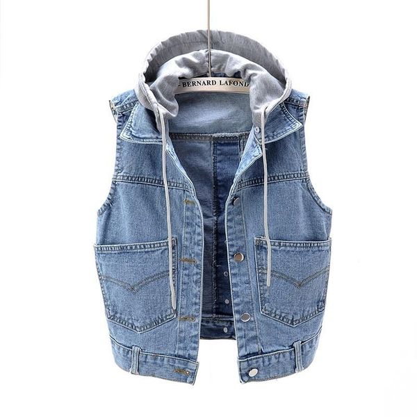 women's vests 5xl large size vest 2021 fashion spring sleeves for women denim wild hooded sleeveless as411, Black;white
women's vests 5xl large size vest 2021 fashion spring sleeves for women denim wild hooded sleeveless as411, Black;white