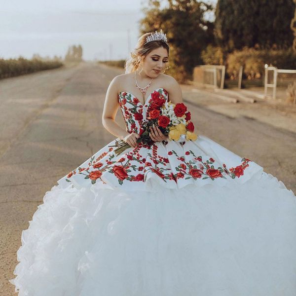 stunning ball gown quinceanera dresses sweetheart neck cascading ruffles prom gowns printed flowers sweep train organza sweet 15 corset masq, Blue;red
stunning ball gown quinceanera dresses sweetheart neck cascading ruffles prom gowns printed flowers sweep train organza sweet 15 corset masq, Blue;red
