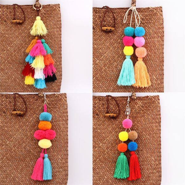 1pc boho jewelry pompom keychains with tassel bag accessories bag hanging for women gift, Silver
1pc boho jewelry pompom keychains with tassel bag accessories bag hanging for women gift, Silver