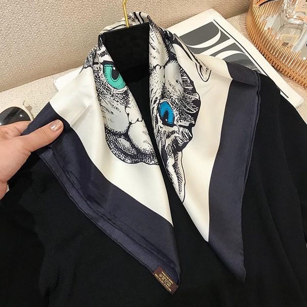scarves 100% silk bandana scarf neckerchief women small square fashion prints 21", Blue;gray
scarves 100% silk bandana scarf neckerchief women small square fashion prints 21", Blue;gray