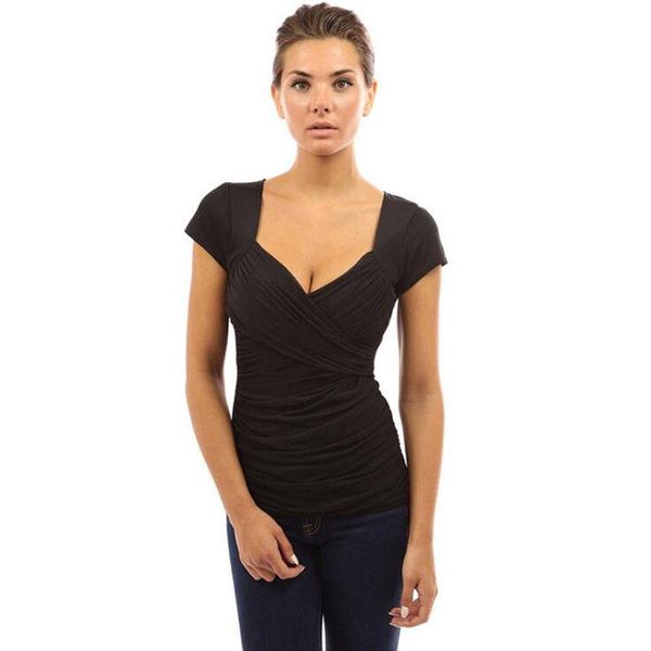 women's t-shirt solid color tees short sleeve women t shirt summer cotton overlapping ladies shirts #d81, White
women's t-shirt solid color tees short sleeve women t shirt summer cotton overlapping ladies shirts #d81, White