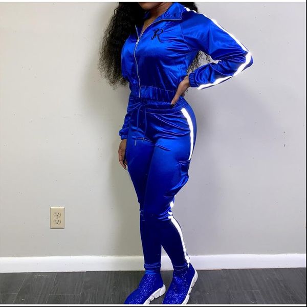 reflective lines matching women sport sets piece outfits satin zipper fashion crop jacket and lace up pants tracksuit female, Gray
reflective lines matching women sport sets piece outfits satin zipper fashion crop jacket and lace up pants tracksuit female, Gray