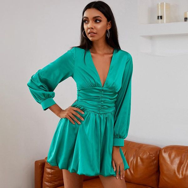 casual dresses sruby satin mini party dress summer deep v neck button ruffle long sleeve zipper ruched elegant, Black;gray
casual dresses sruby satin mini party dress summer deep v neck button ruffle long sleeve zipper ruched elegant, Black;gray