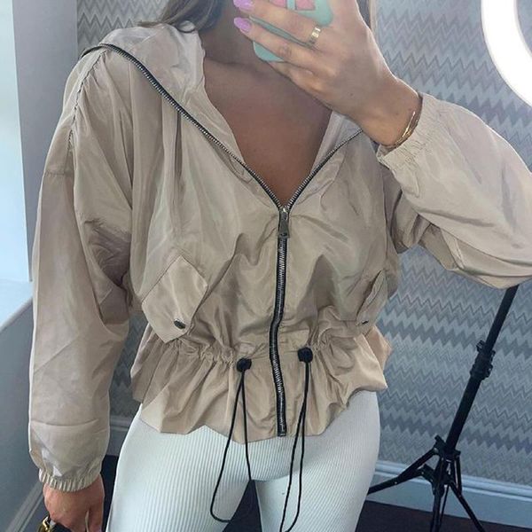 women's jackets fashion casual hooded women elegant drawstring solid coats collected waisted ladies, Black;brown
women's jackets fashion casual hooded women elegant drawstring solid coats collected waisted ladies, Black;brown