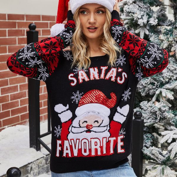 2021 ugly christmas jumper sweater autumn winter new santa claus jacquard knitted pullover sweaters for women fashion gccj, White;black
2021 ugly christmas jumper sweater autumn winter new santa claus jacquard knitted pullover sweaters for women fashion gccj, White;black