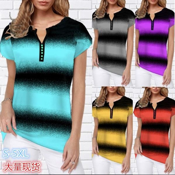 women's blouses & shirts 2021 women gradient striped fashion summer casual short sleeve blouse button v-neck ladies shirt plus size, White
women's blouses & shirts 2021 women gradient striped fashion summer casual short sleeve blouse button v-neck ladies shirt plus size, White