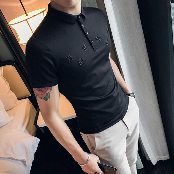 men's polos summer menswear korean slim fit solid color letter embroidery short sleeve shirt business casual lapel t-shirt, White;black
men's polos summer menswear korean slim fit solid color letter embroidery short sleeve shirt business casual lapel t-shirt, White;black
