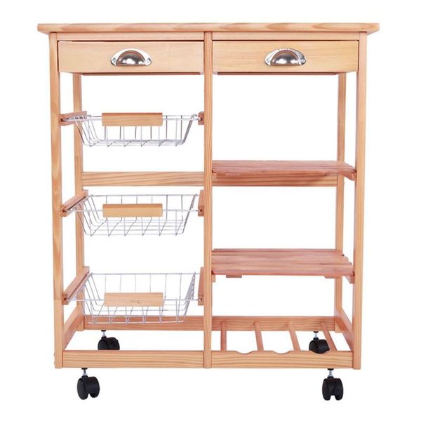 kitchen & dining room cart 2-drawer removable storage rack with rolling wheels - wood color
kitchen & dining room cart 2-drawer removable storage rack with rolling wheels - wood color