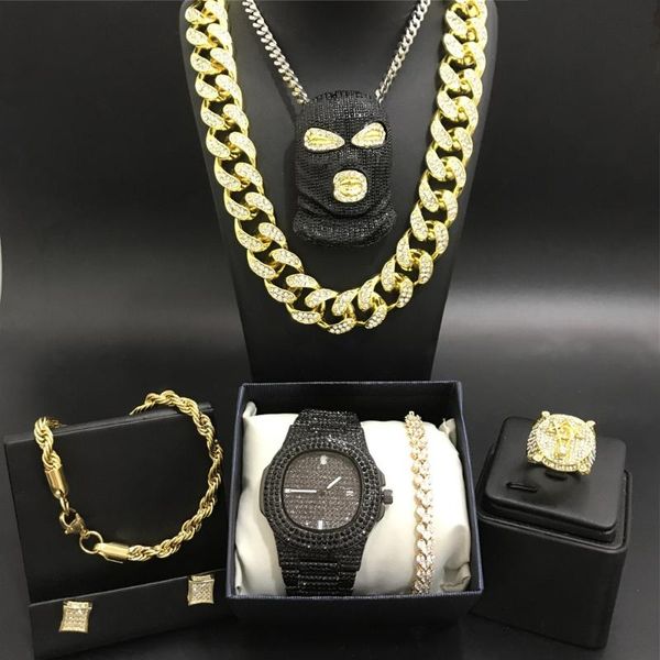 earrings & necklace luxury men black watch hip hop gold crystal miami necklace& braclete& ring combo set for, Silver
earrings & necklace luxury men black watch hip hop gold crystal miami necklace& braclete& ring combo set for, Silver