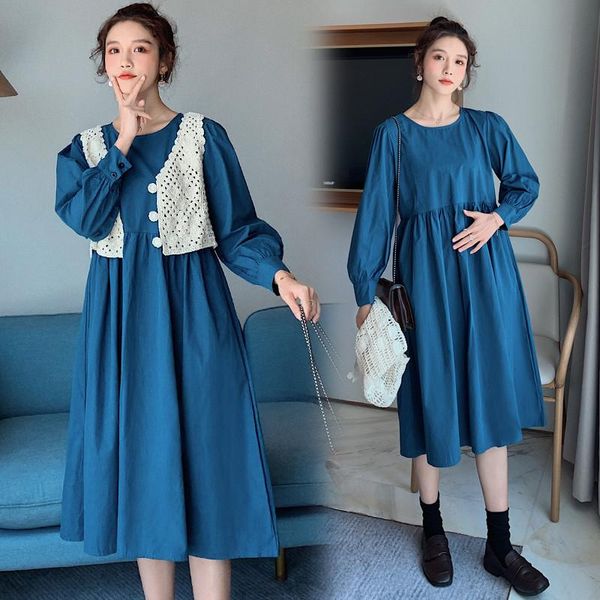 maternity dresses spring autumn clothes for pregnant women fashion french niche long dress + crochet hollow vest pregnancy, White
maternity dresses spring autumn clothes for pregnant women fashion french niche long dress + crochet hollow vest pregnancy, White