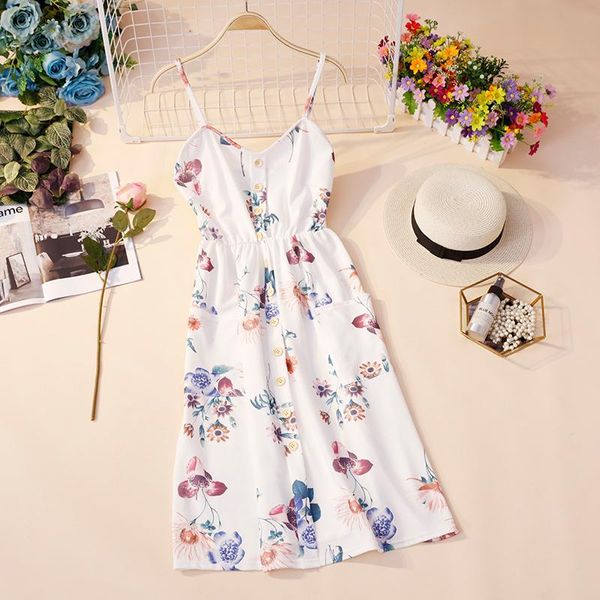 2021 summer beach print small fresh v-neck button pocket waist sling midi dress, Black;gray
2021 summer beach print small fresh v-neck button pocket waist sling midi dress, Black;gray