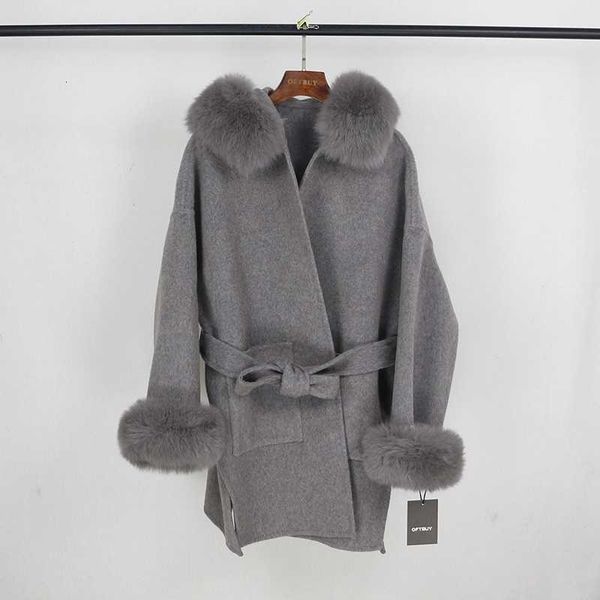 oftbuy real fur coat winter jacket women natural fox fur collar cuffs hood cashmere wool woolen oversize ladies outerwear 201102, Black
oftbuy real fur coat winter jacket women natural fox fur collar cuffs hood cashmere wool woolen oversize ladies outerwear 201102, Black