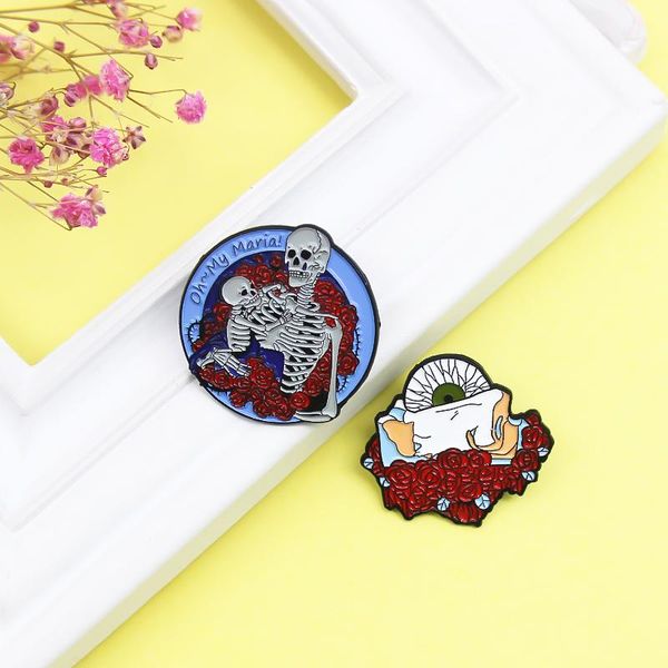 pins, brooches surrounded by roses enamel brooch skeleton skull eyes nose lapel pin fashion unique pins custom badge, Gray
pins, brooches surrounded by roses enamel brooch skeleton skull eyes nose lapel pin fashion unique pins custom badge, Gray