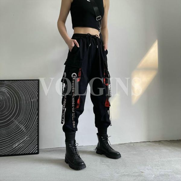 cargo ribbon pocket jogger women pant elastic waist high streetwear harajuku punk cotton females trousers, Black;white
cargo ribbon pocket jogger women pant elastic waist high streetwear harajuku punk cotton females trousers, Black;white