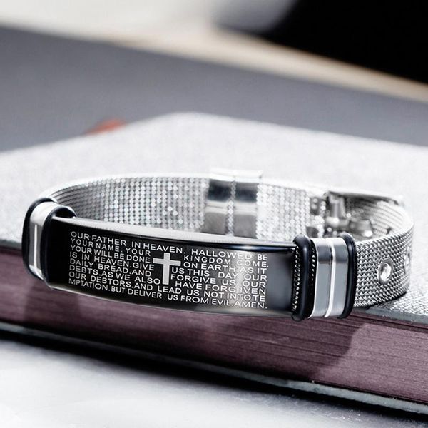 cuff 2021 men's bracelet stainless steel christian jesus bible sculpture cross bracelets bangles for men punk rock jewelry wholesale, White
cuff 2021 men's bracelet stainless steel christian jesus bible sculpture cross bracelets bangles for men punk rock jewelry wholesale, White