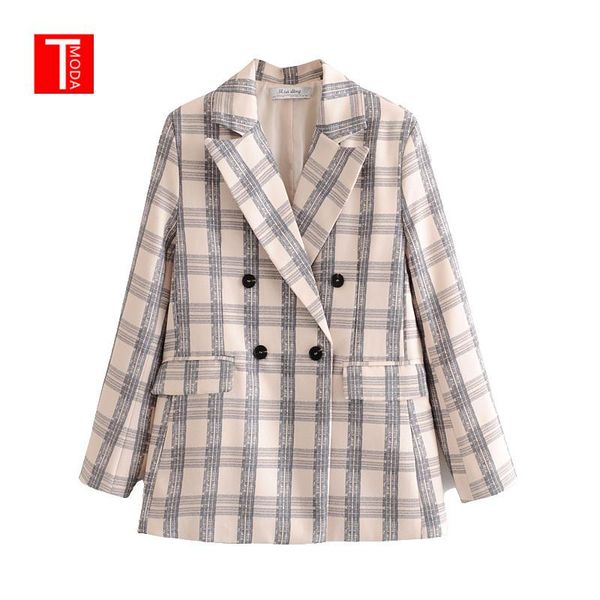 women's suits & blazers tmoda607 2021 stylish plaid suit blazer women double breasted long sleeve pockets jackets coats female retro co, White;black
women's suits & blazers tmoda607 2021 stylish plaid suit blazer women double breasted long sleeve pockets jackets coats female retro co, White;black