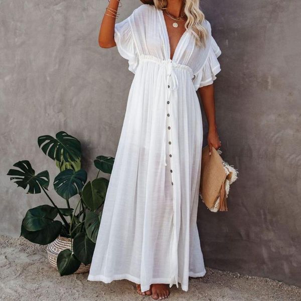 women's swimwear 2021 bikini cover-ups long red tunic casual summer beach dress elegant women plus size wear swim suit cover up, White;black
women's swimwear 2021 bikini cover-ups long red tunic casual summer beach dress elegant women plus size wear swim suit cover up, White;black