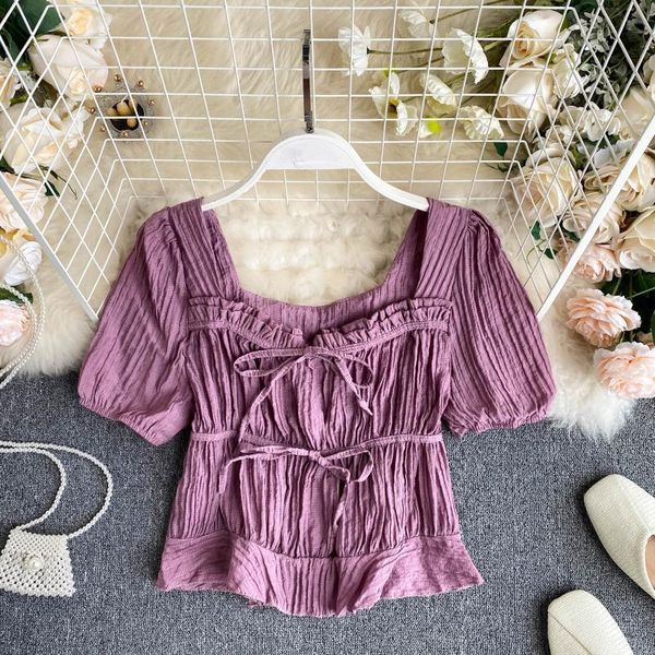 women's blouses & shirts singrain women summer solid blouse korean romantic basic streetwear chic ruched party french style puff sleev, White
women's blouses & shirts singrain women summer solid blouse korean romantic basic streetwear chic ruched party french style puff sleev, White