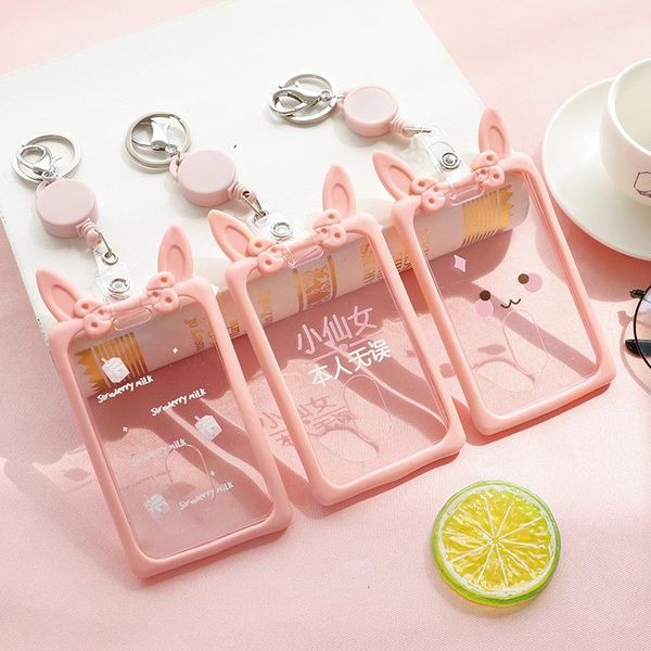 card holders cute ear transparent retractable holder silicone case girl student clear id pass cover keychain women badge, Brown;gray
card holders cute ear transparent retractable holder silicone case girl student clear id pass cover keychain women badge, Brown;gray