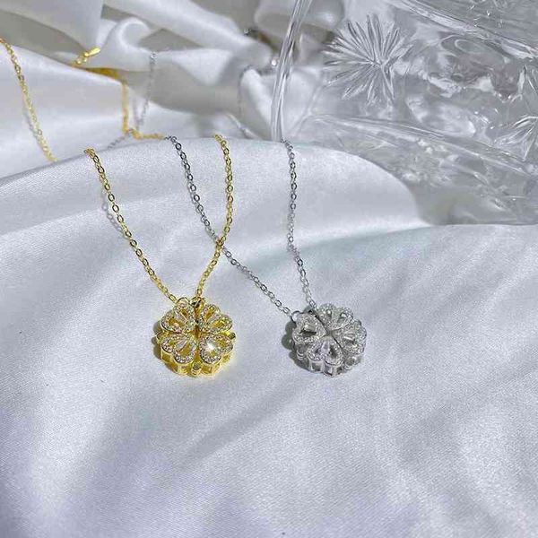 retro magnetic folding heart shaped four leaf clover pendant necklace women love clavicle chain openable choker jewelry, Silver
retro magnetic folding heart shaped four leaf clover pendant necklace women love clavicle chain openable choker jewelry, Silver