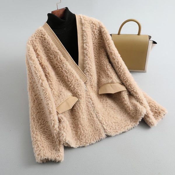 women's fur & faux winter women fashion natural lamb wool coats v-neck long sleeve real jacket genuine sheep shearing jackets j163, Black
women's fur & faux winter women fashion natural lamb wool coats v-neck long sleeve real jacket genuine sheep shearing jackets j163, Black