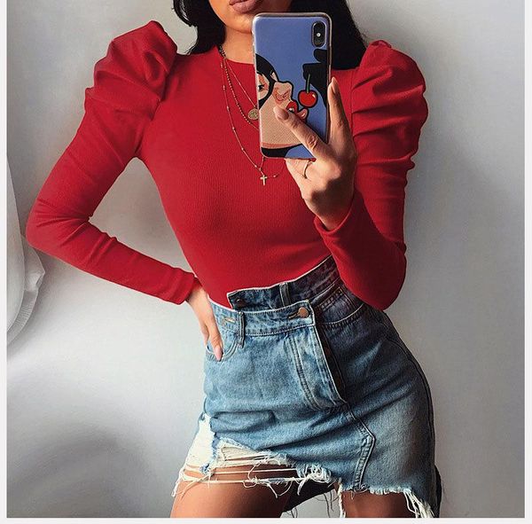 women's tracksuits fashion slim one-piece round neck puff sleeve hedging early autumn pure color women, Gray
women's tracksuits fashion slim one-piece round neck puff sleeve hedging early autumn pure color women, Gray
