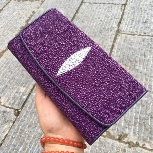 authentic stingray skin lady long purple trifold card wallet genuine leather women's large phone clutch purse female money bag, Red;black
authentic stingray skin lady long purple trifold card wallet genuine leather women's large phone clutch purse female money bag, Red;black
